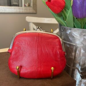 NWOT Red leather kisslock coin purse and cardholder